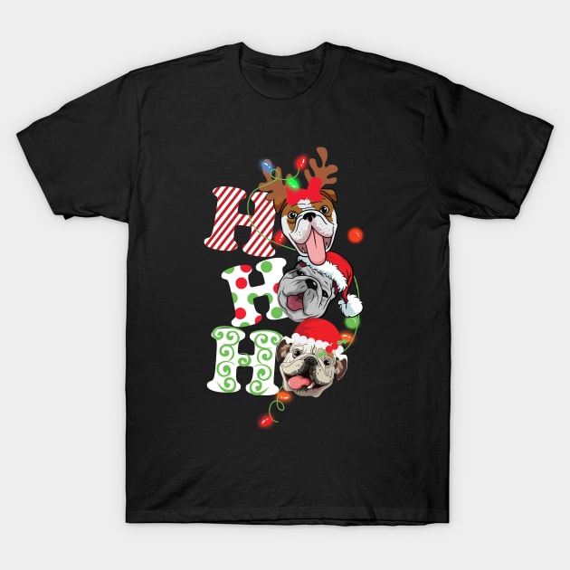 Ho Ho Ho Bulldog T-Shirt by EduardjoxgJoxgkozlov